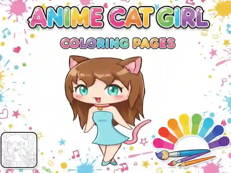 Spill Anime Cat Girl Coloring Pages online
