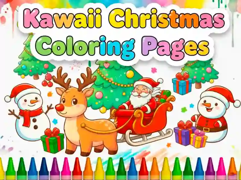 Spill Kawaii Christmas Coloring Pages online