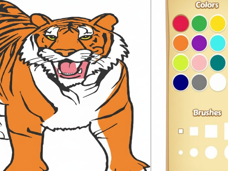 Spill Tiger-fargeleggingsbok online